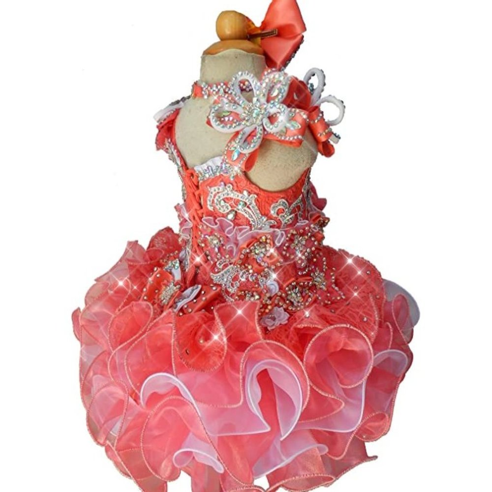 NEW Beautiful Sparkling Bling Rhinestone Baby Blue Flower Girl Pageant D… - Picture 9 of 16